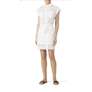 Veronica Beard Bettina Mini Dress White Eyelet Size 4